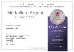 Medaille argent_Concours Lyon 2016_Tradition 2015